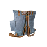 Wax Canvas Roll Top Backpack in Blue