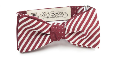 The Plum Stripe and Polka Dot Silk Reversible Bow Tie