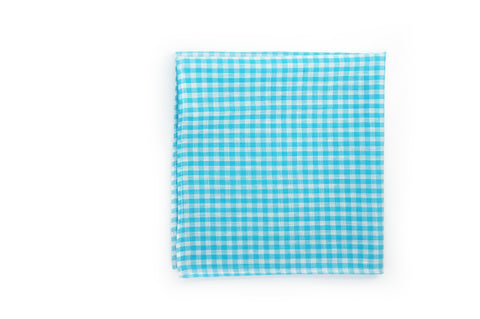 The Aqua Gingham Pocket Square