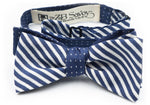 The Navy Blue Striped and Polka Dot Reversible Bow Tie