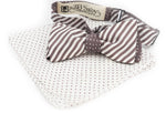 The Gray Slate Stripe Dot Reversible Bow Tie and Pocket Square