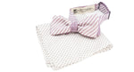 The Lavender Striped Dot Reversible Bow Tie and Pocket Square
