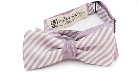 The Lavender Striped and Polka Dot Silk Reversible Bow Tie